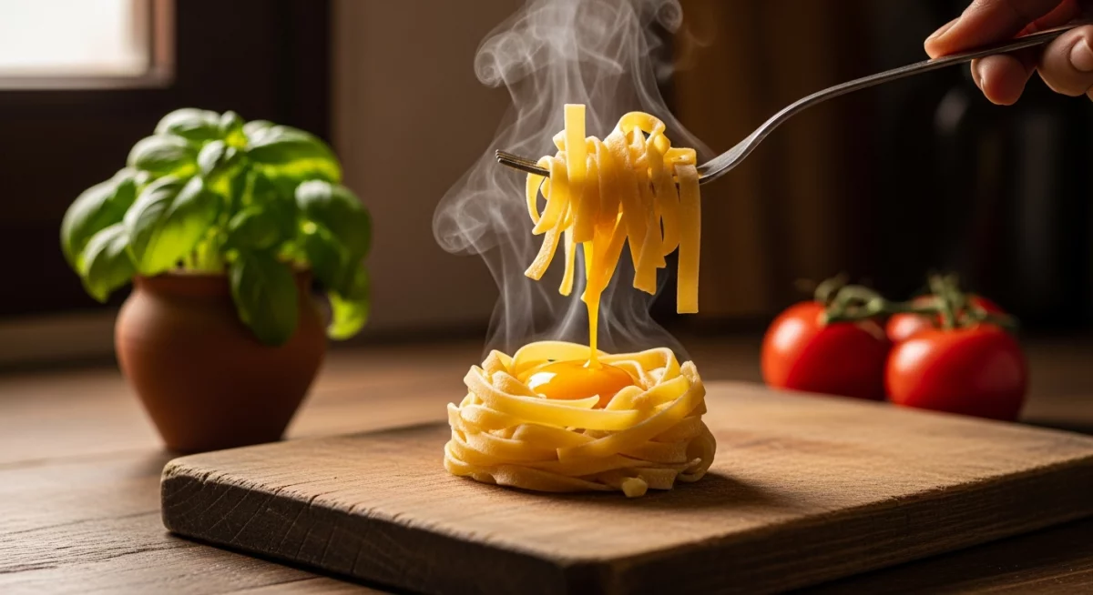 Pizzaiolo italien étirant une pâte à pizza artisanale sur un plan de travail en marbre avec des ingrédients frais